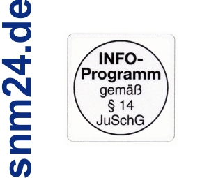 100 Stück INFO-Programm Aufkleber / Sticker - INFO Programm gemäß § 14 JuSchG.